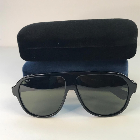 Gucci Men's GG0009S GG/0009/S 001 Black Retro Fashion Pilot Sunglasses 59mm - Picture 7 of 15